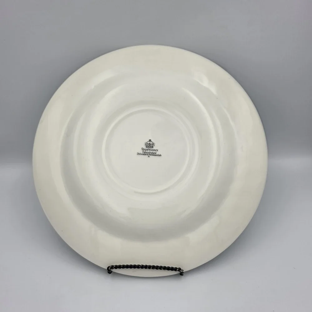 1 Dinner Plate Royal Wessex England Blue White Stage Coach Horses  10